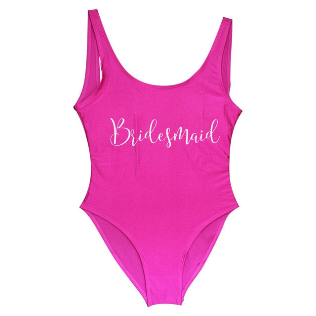 Bride&Bridesmaid Golden Letter Print One Piece Swimsuit