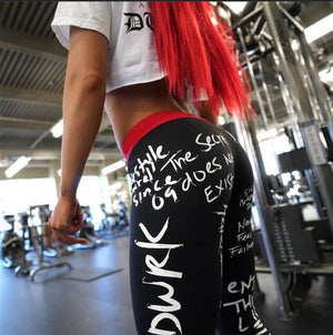 New Fashion Letter Print Leggings Women Slim Fitness