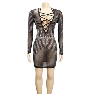 Rhinestone Sexy Mini Club Dresses